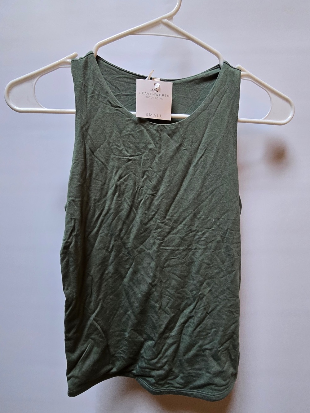 BE COOL Olive Green Scoop Neck Tank - Small